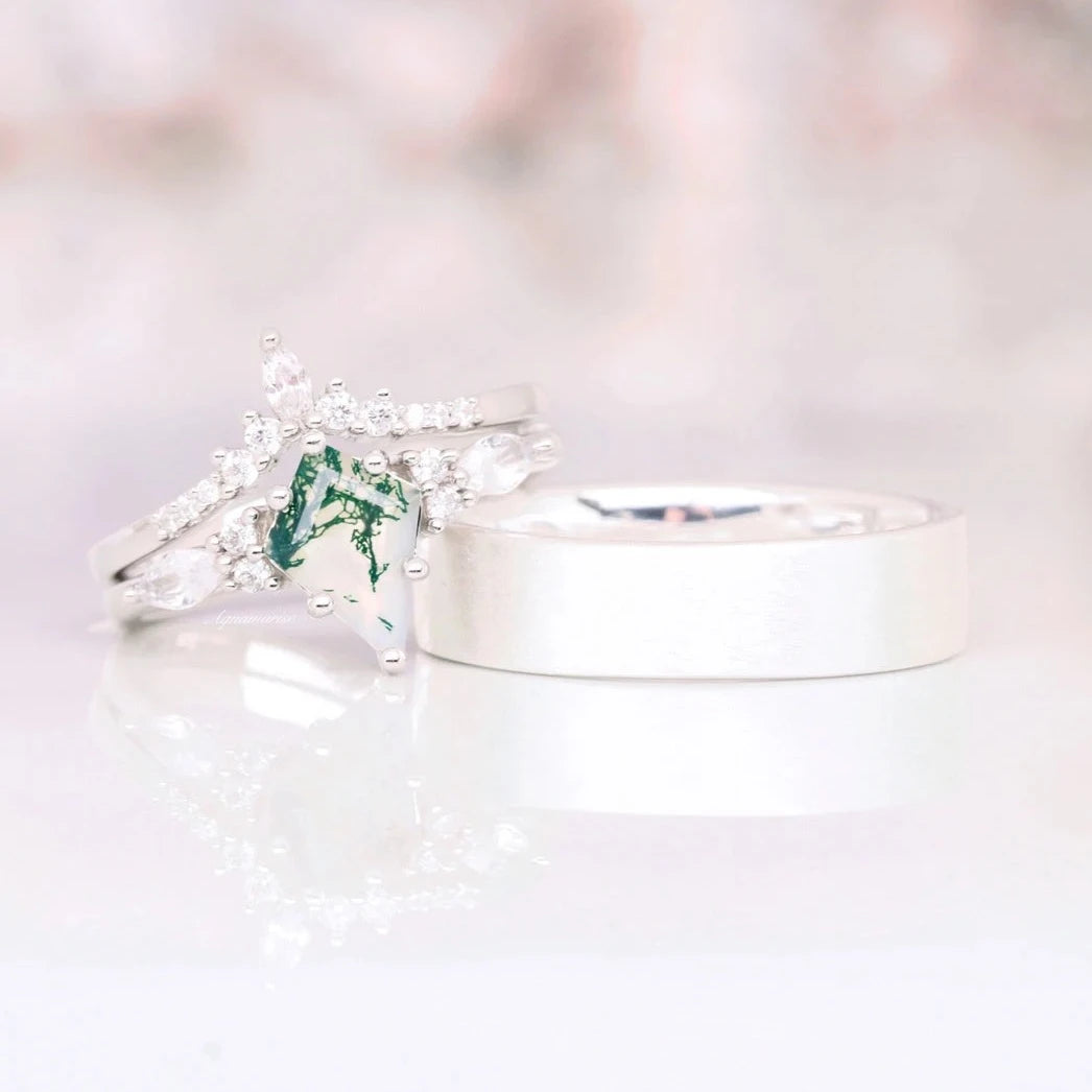 Skye Kite™  Kite Green Moss Agate Ring Couples Ring thumbnail
