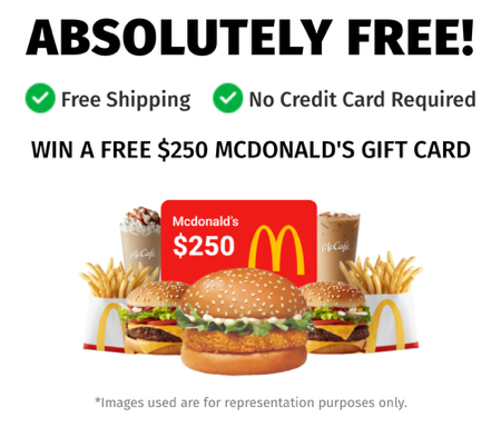 $250 Dollar Gift Card Mcdonald's  thumbnail