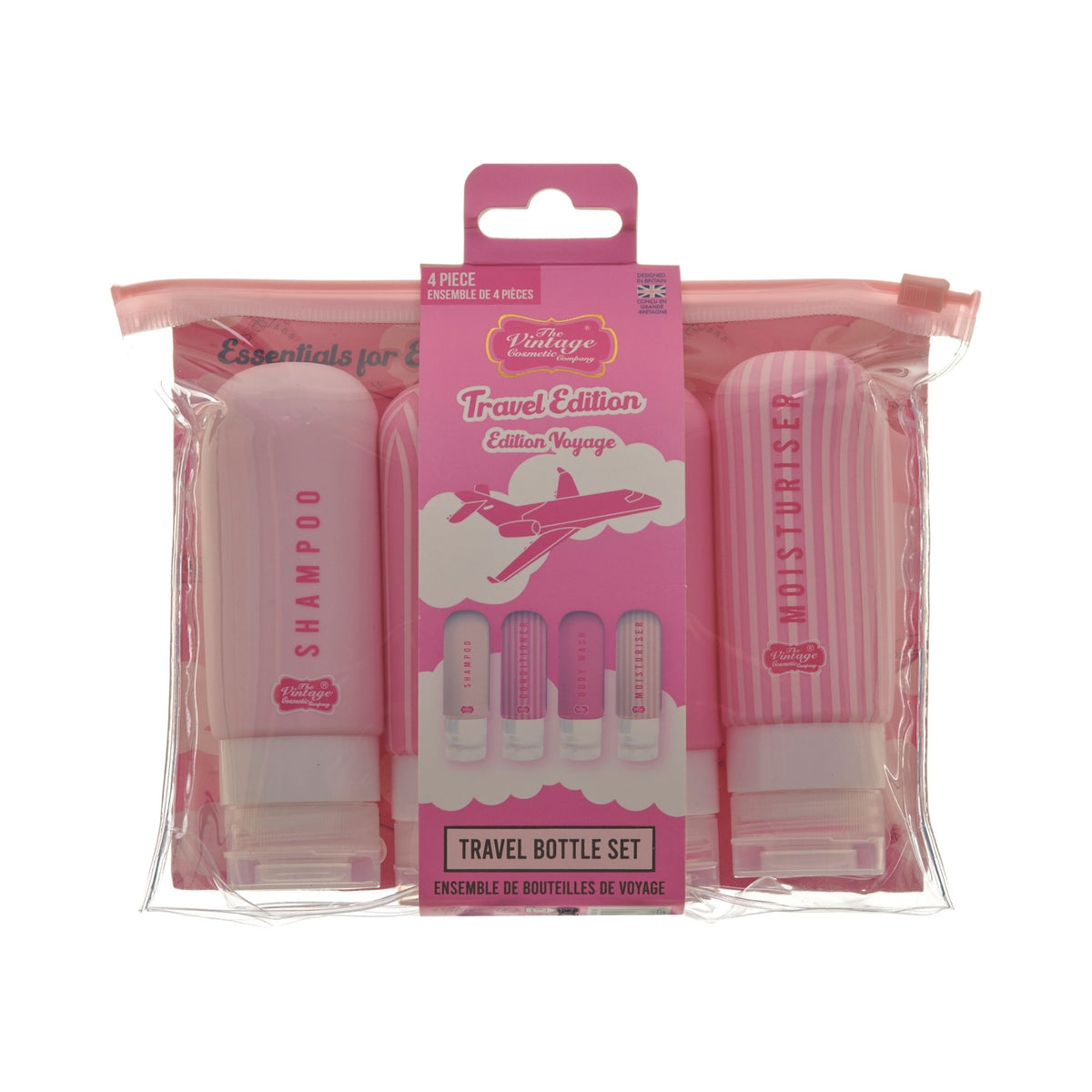 Vintage 4Pc Silicone Travel Bottles With Bag thumbnail