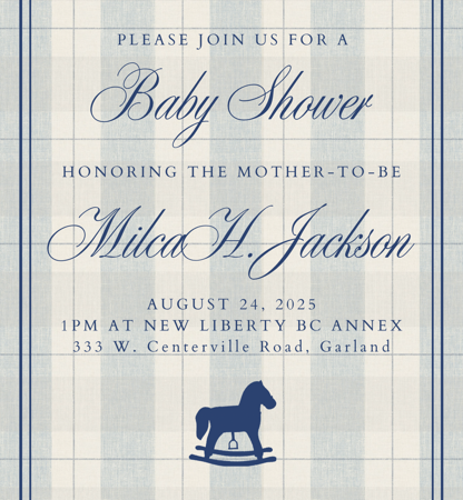 Aug 24 | Jackson Baby Shower 1pm thumbnail