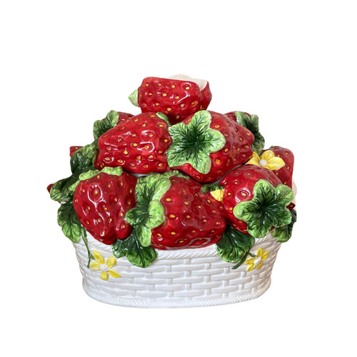 Vintage Strawberry Ceramic Cookie Jar | Our Itty Bitty Home thumbnail