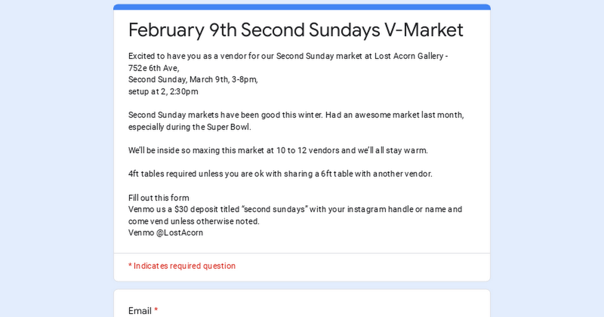 March 9th, Second Sunday market vendor signup thumbnail