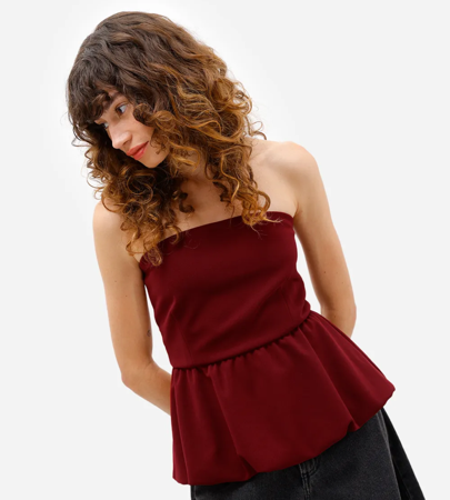 Blusa balone vinho sem alça  thumbnail