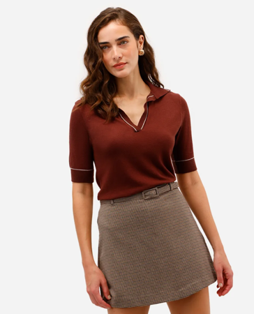 Polo tricot marrom  thumbnail