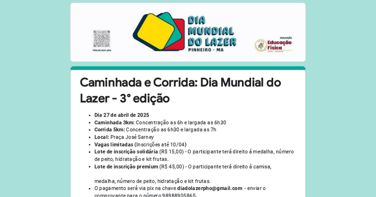🏃‍♀️Inscrições Caminhada e Corrida - 2025 thumbnail