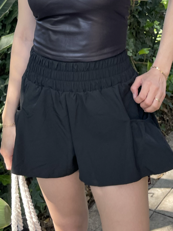 Waisted Athletic Shorts With Pockets  thumbnail