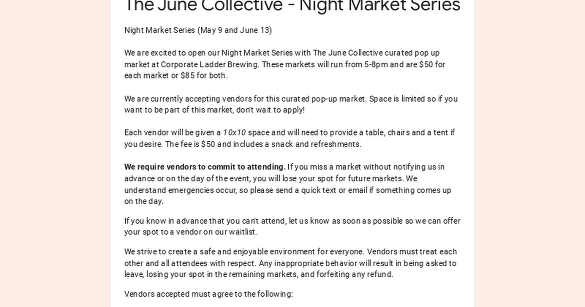 The June Collective - Night Market Series thumbnail