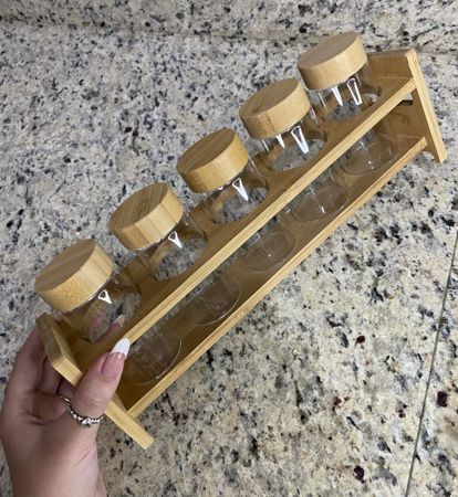 Kit porta temperos - vidro e bambu thumbnail