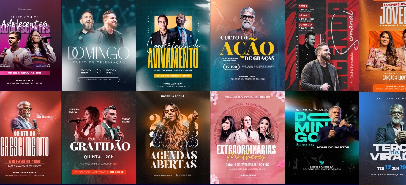 PACK 43 CARTAZES DE EVENTOS CRISTÃO 100% EDITAVÉIS - (COPIE E COLE.) thumbnail