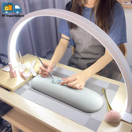 Luminária Arco Meia-Lua De Mesa Para Manicure, Estética, Unhas Com Controle thumbnail