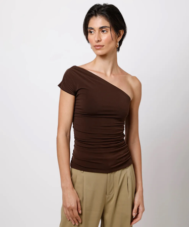 blusa assimétrica marrom thumbnail