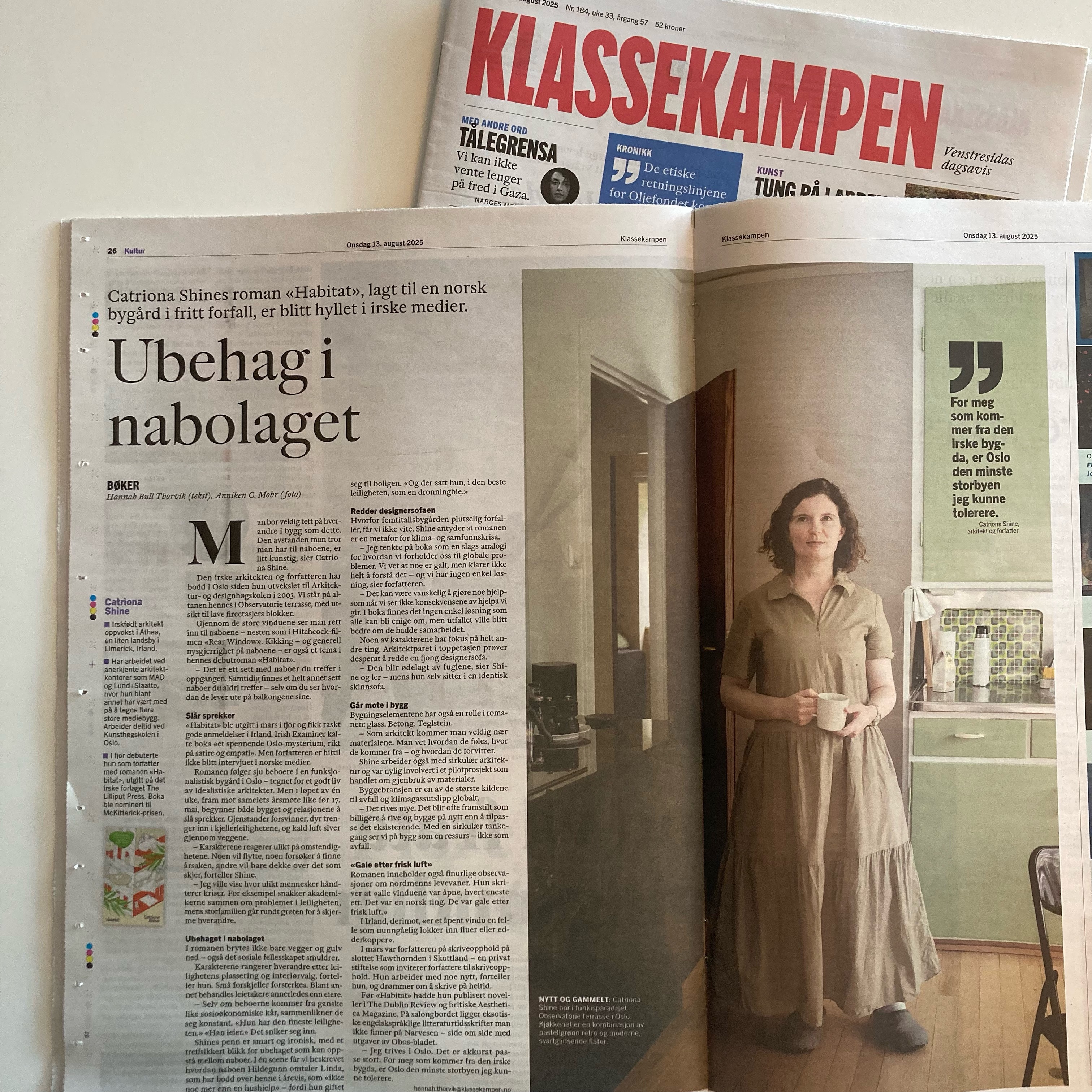Ubehag i nabolaget - author interview in Klassekampen thumbnail