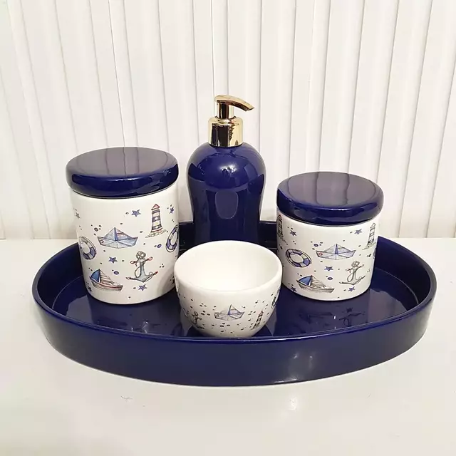 Kit Higiene Bebê Marinheiro Oval Azul Marinho thumbnail