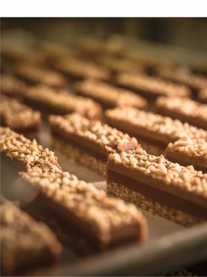 Crispy, chewy and very flavorful: our Lion Bars combine a layer of Rice Krispy, Sea-Salted Caramel and a Hazelnut Pralin
