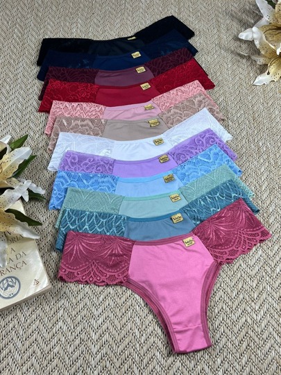 Kit 5 Calcinhas Feminina Conforto Pala Dupla Tanga thumbnail