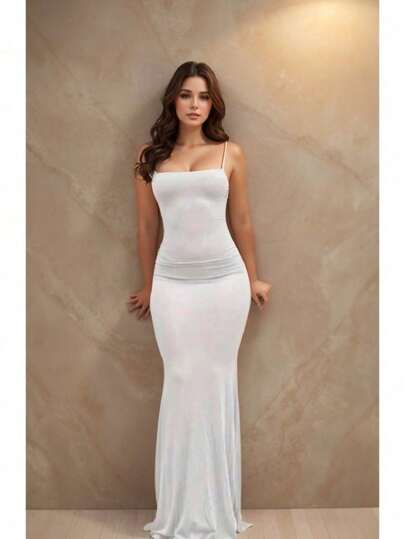 Vestido longo alcinha cherry suplex moda feminina elegante festas formatura para eventos dia dia casual thumbnail