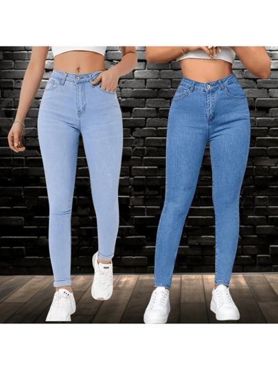 Kit 2 Calça Jeans Feminina Skinny Basica Cintura Alta thumbnail