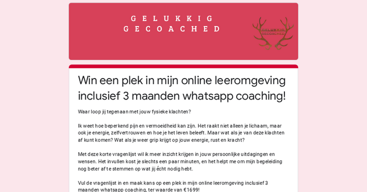 Win een plek in mijn online leeromgeving inclusief 3 maanden whatsapp coaching! thumbnail