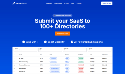 SubmitSaaS: Increase your SaaS visibility by submitting to 100+... thumbnail