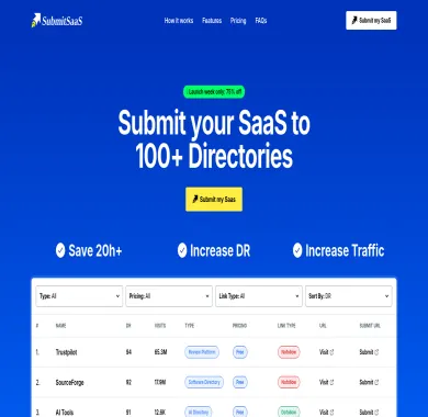 SubmitSaaS - Submit your SaaS to 100+ directories today. | Tiny Alternatives thumbnail