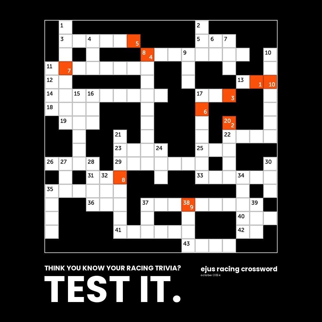 We love crossword puzzles so we thought why not make our own based on racing trivia? And why not share it for free for t