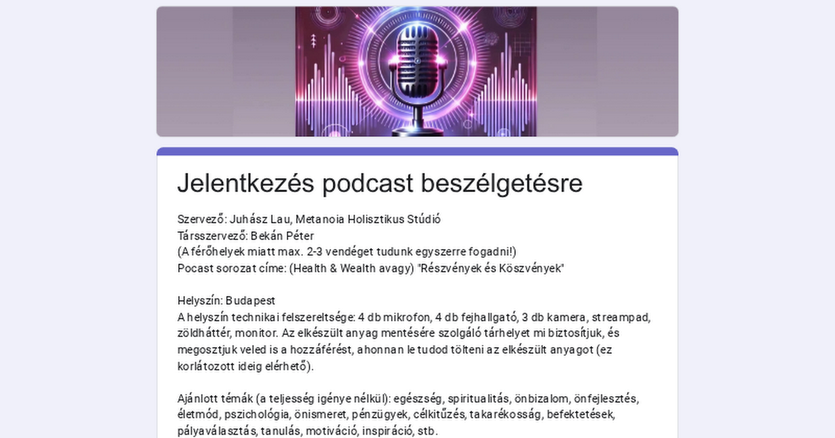 JELENTKEZÉS PODCAST BESZÉLGETÉSRE thumbnail