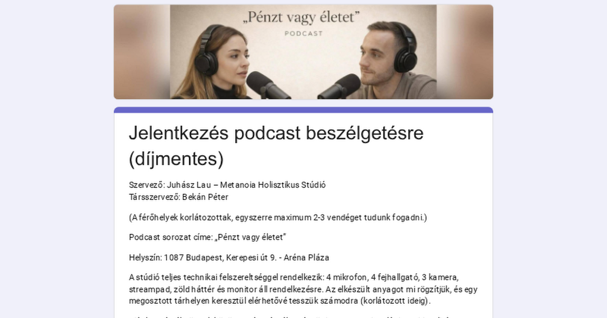 JELENTKEZÉS PODCAST BESZÉLGETÉSRE (DÍJMENTES) thumbnail
