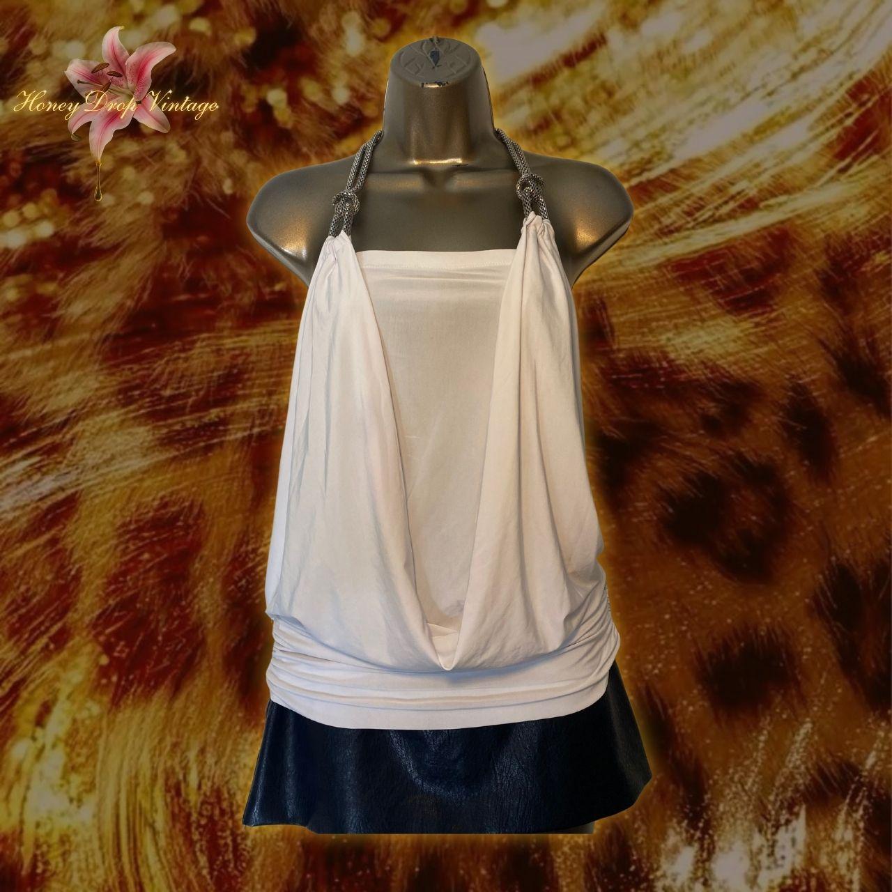 White Draped Halter w/ Silver Chain Straps thumbnail