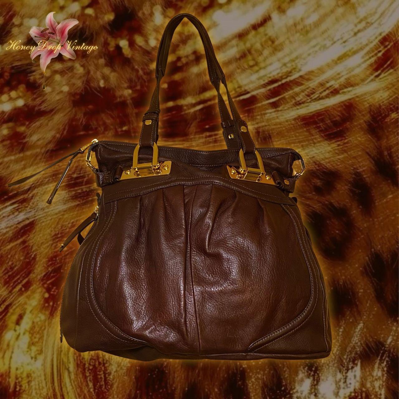 B. Makowsky Chocolate Brown Leather Shoulder Bag thumbnail