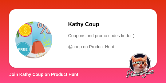 Kathy Coup's profile on Product Hunt | Product Hunt thumbnail