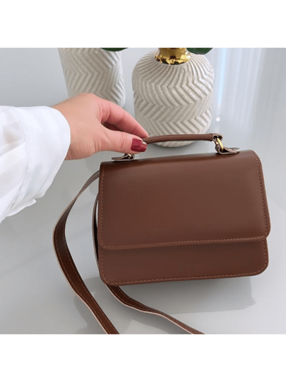 Bolsa Feminina Quadrada Minimalista de mão e Transversal Mini Básica Envio Imediato thumbnail