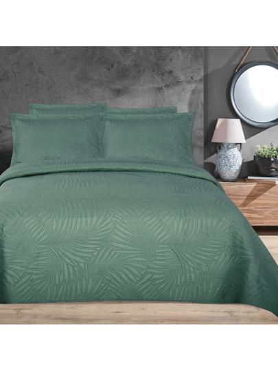 Kit Colcha Cobre Leito Boutis Ultrasonic 3 Peças com 2 Porta Travesseiros Folhas Habitat thumbnail