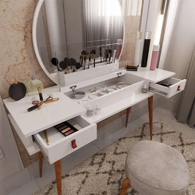 Penteadeira Diana Com 2 Gavetas Porta de Vidro e Nichos thumbnail