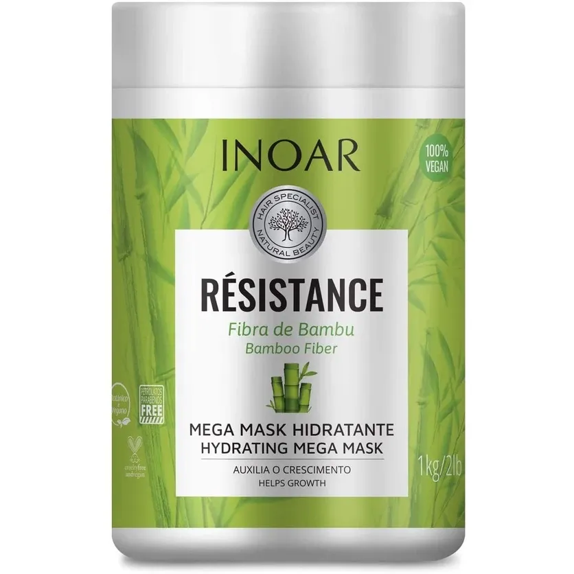 Kit Inoar máscara hidratação resistance fibra de bambu + óleo reparador de pontas Argan - 7ml thumbnail