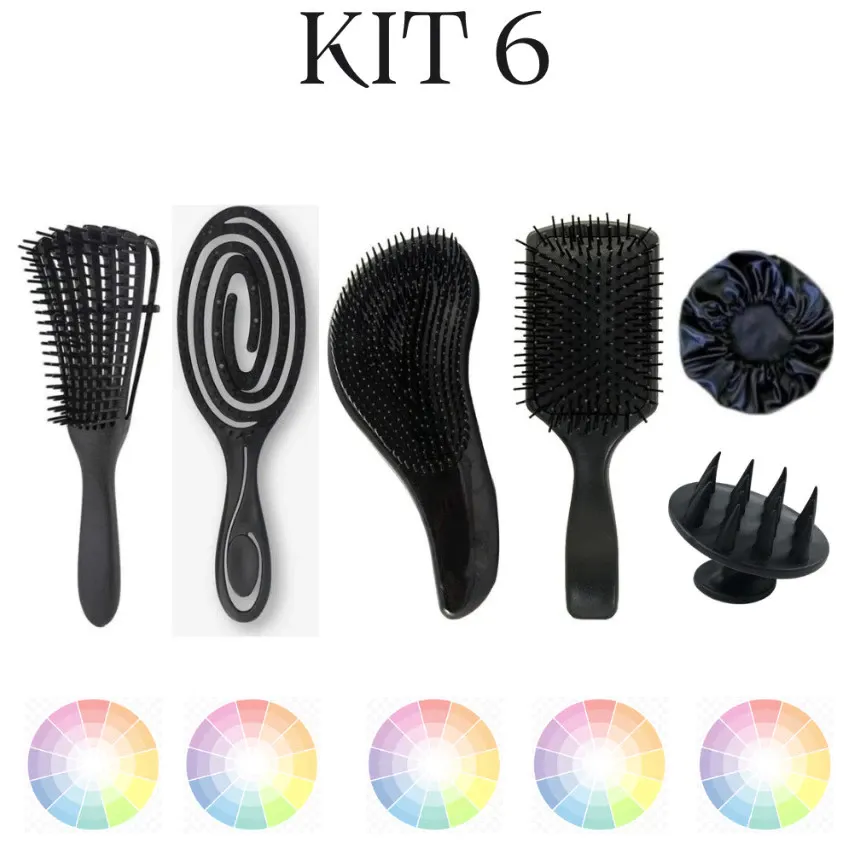 Kit Escova Polvo, Escova Flexível, Escova Magica, Escova Raquete, Massageadora e Touca de Cetim thumbnail