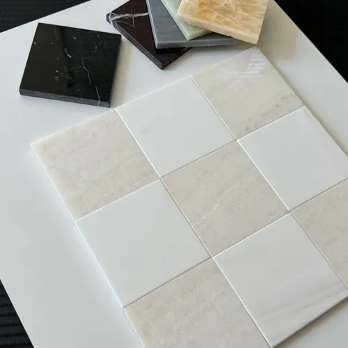 White Onyx / Bianco Dolomite Checkerboard Tile Polished thumbnail