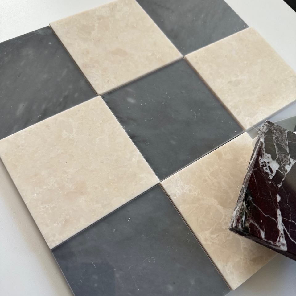 Bardiglio Imperial / White Pearl Checkerboard Tiles Polished or Honed thumbnail