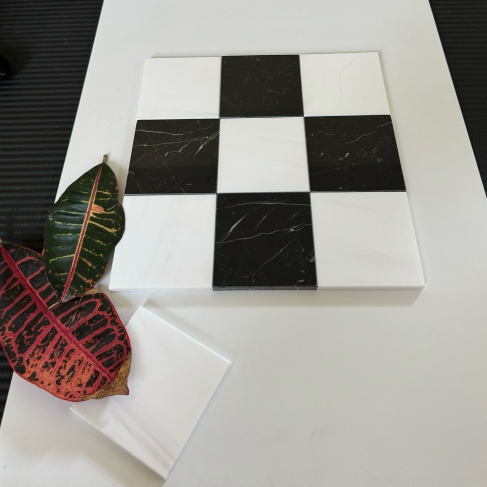 Bianco Dolomite / Nero Marquina Checkerboard Tiles Polished or Honed thumbnail