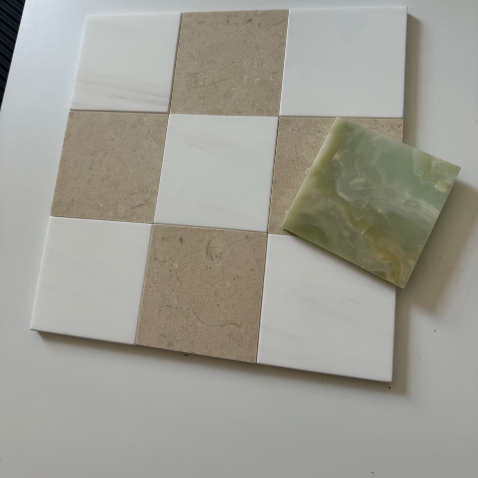Crema Marfil / Bianco Dolomite Checkerboard Tiles Polished or Honed thumbnail
