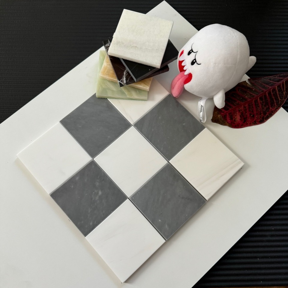 Bardiglio Imperial / Bianco Dolomite Checkerboard Tiles thumbnail