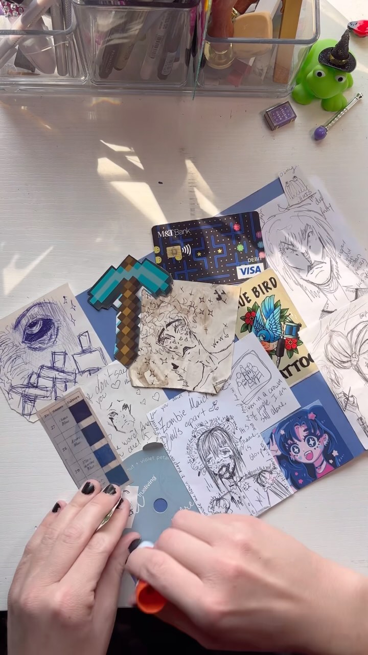 BLUE PAGE!!!!! 🩵💙 #sketchbookart #sketchbookartists #weirdcore #weirdcoreart #sketchbookideas