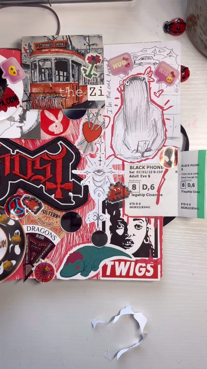 A RED SKETCHBOOK SPREAD! 🖍️ just to be goofy, what’s your sketchbook spread look like??? Also how was I on beat lol love