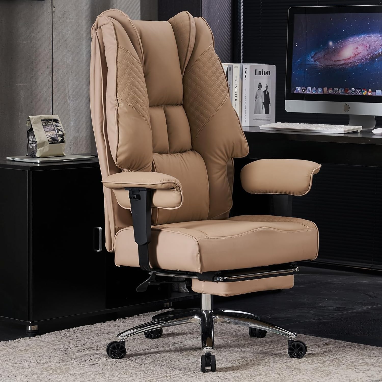 Big &Tall Leather High Back Office Chair 400lbs Wide Seat thumbnail