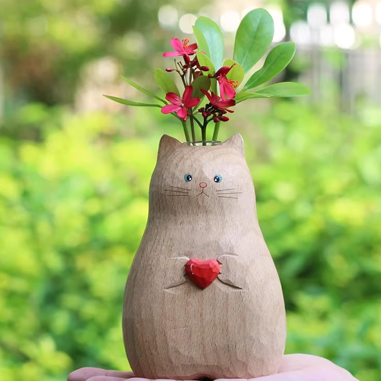 Cat Handmade Wooden Vase thumbnail