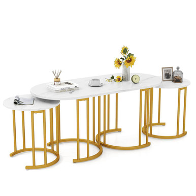 3-Piece Nesting Coffee Table Set with Faux Marble Tabletop  thumbnail