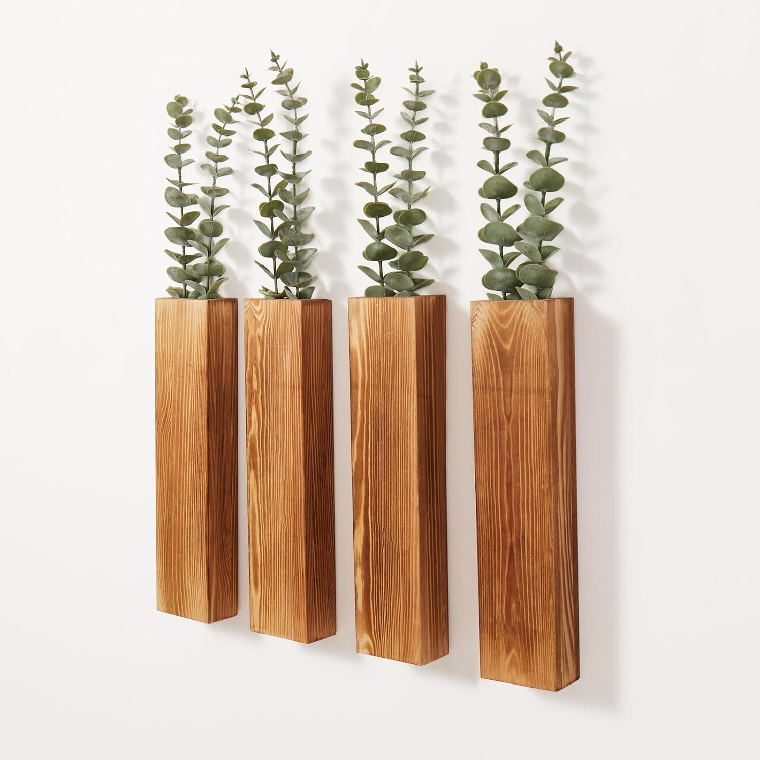 Wood Wall Planters with Artificial Eucalyptus (4 Pack)  thumbnail