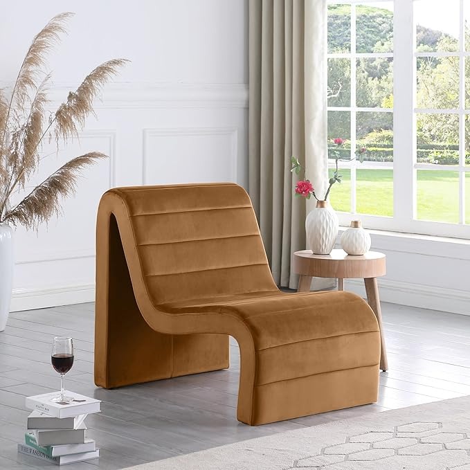 Modern Accent Chair with Rich Saddle Velvet thumbnail