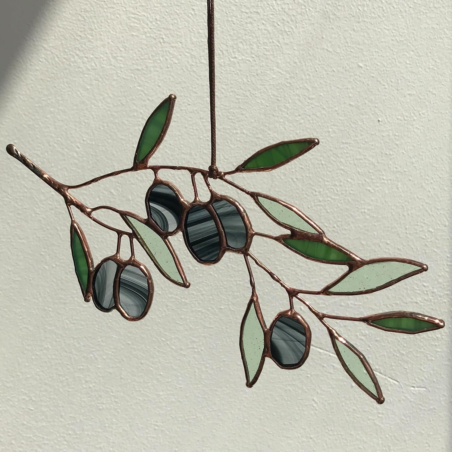 Real Glass Olive Leaf Twig Home Decor thumbnail