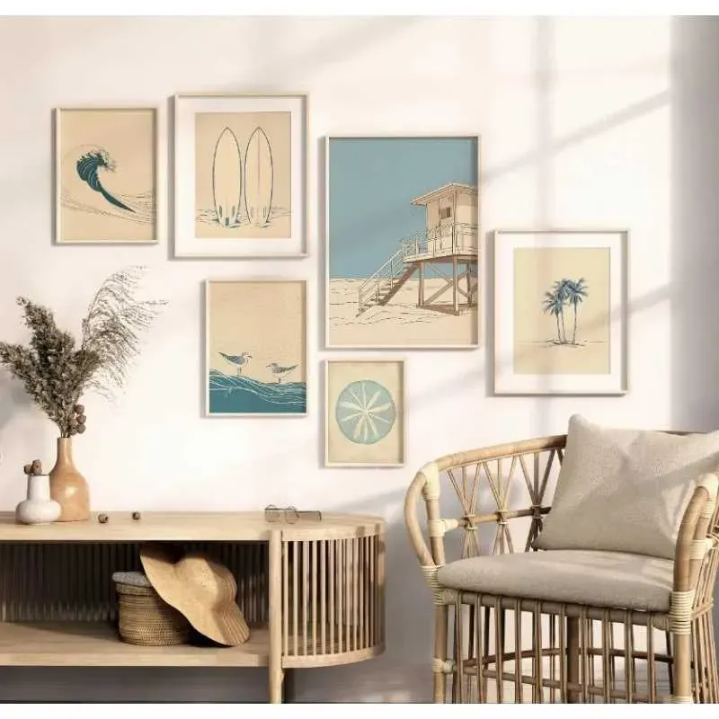 Minimalist Beach Surf Canvas Art thumbnail