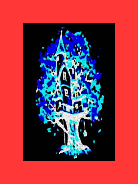 Stunning flame tree of blue castle, artistic gallery quality fine art print, unique painting. - Woostardom's Ko-fi Shop thumbnail